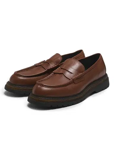 Pollini Men's Leather Lug-Sole Penny Loafers - Hide - Size 12 | Thumbnail 2 Pollini Men's Leather Lug-Sole Penny Loafers - Hide - Size 12 | Thumbnail 2