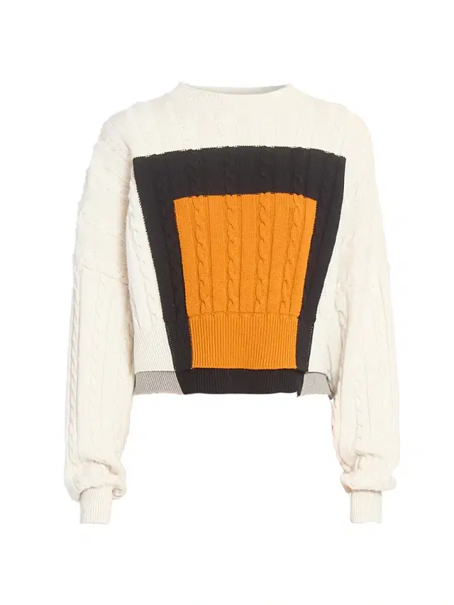 Women's Colorblocked Cable-Knit Wool Sweater - Green Red Multicolor