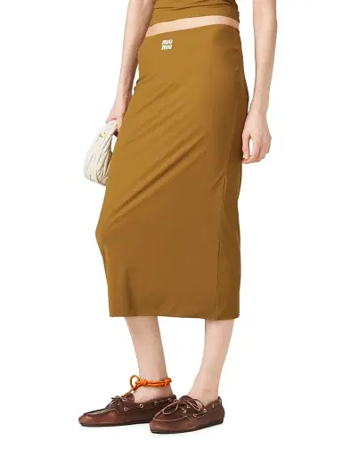 Miu Miu Women's Stretch Jersey Skirt - Green | Thumbnail 2