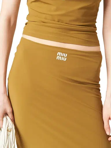 Miu Miu Women's Stretch Jersey Skirt - Green | Thumbnail 4