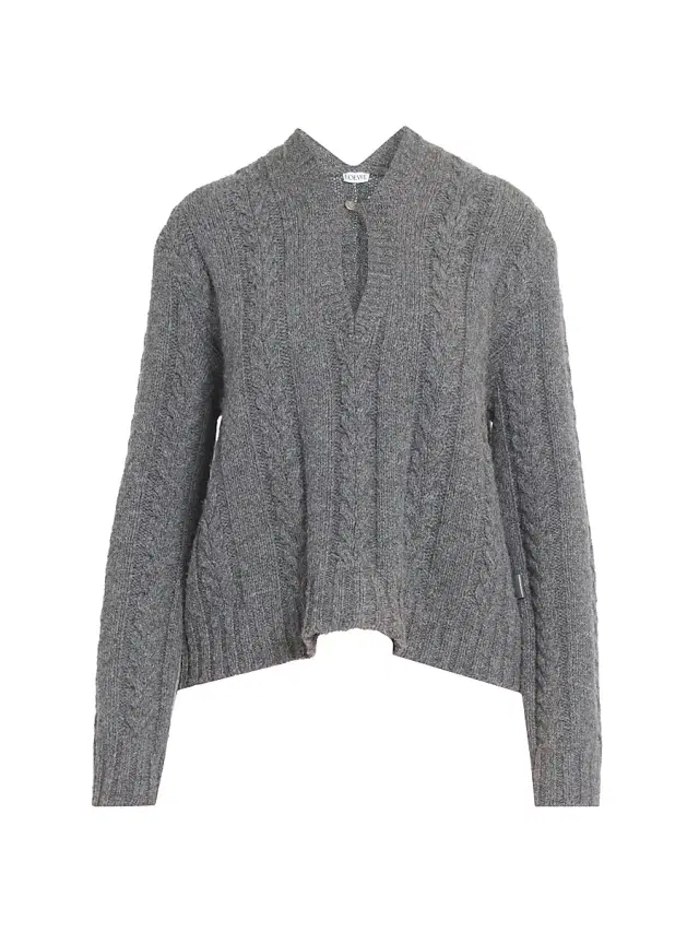Women's Cut-Out Wool-Blend Sweater - Grey