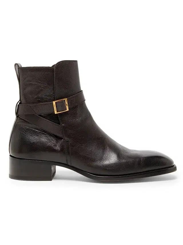 Men's Hainaut Supple Grain Buckle Ankle Boots - Dark Ebony