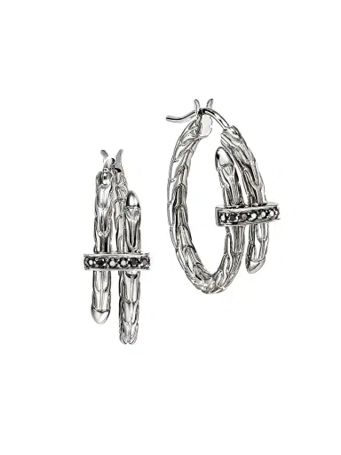 John Hardy Women's Spear Sterling Silver & Sapphire Hoop Earrings - Black | Thumbnail 1