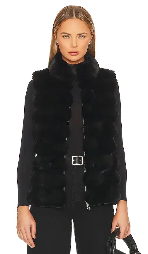 jocelyn Plush Faux Fur Reversible Vest