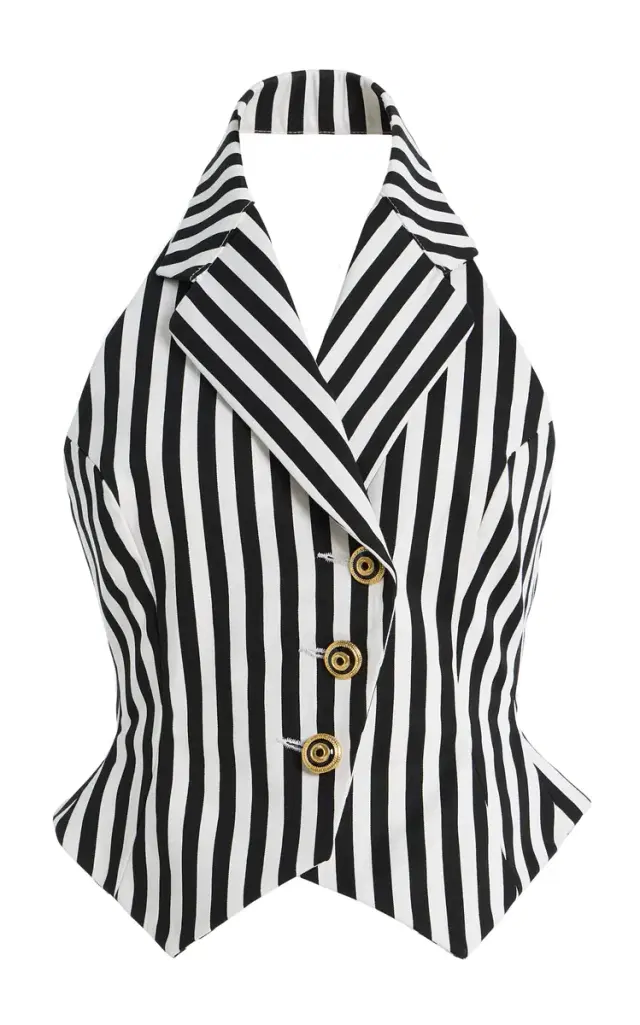 Striped Cotton Gabardine Waistcoat