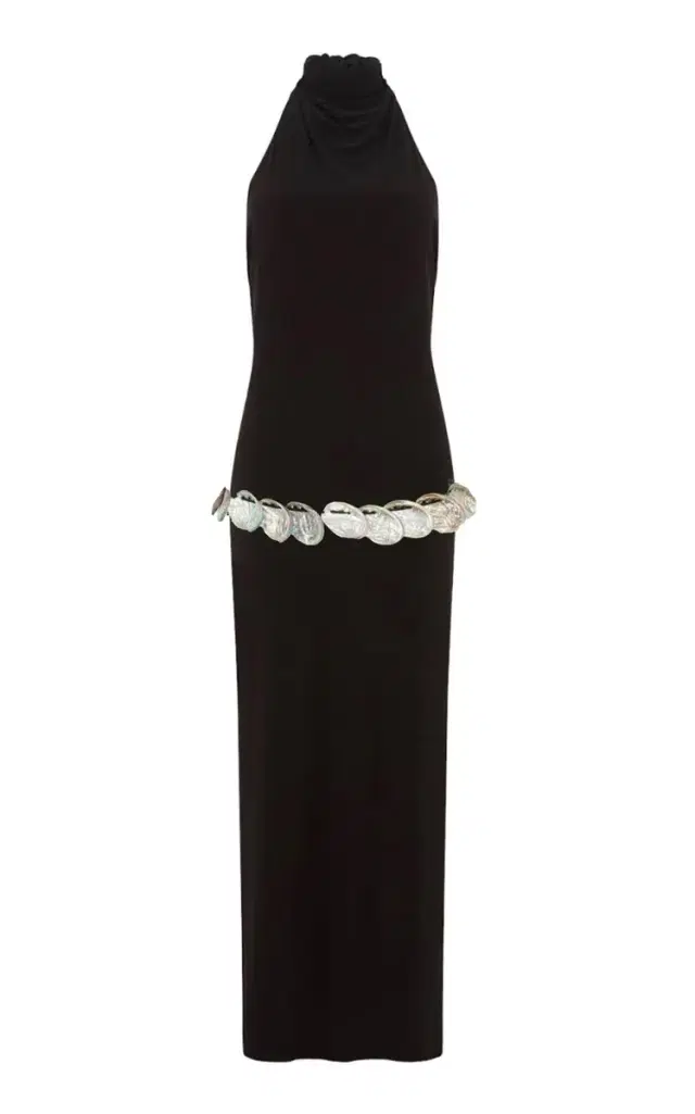 Conner Ives Exclusive La Isla Shell-Detailed Jersey Maxi Halter Dress