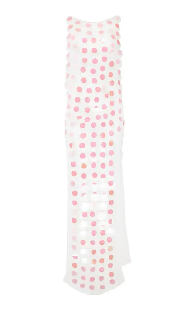 Sequined Silk-Chiffon Gown - White - XL