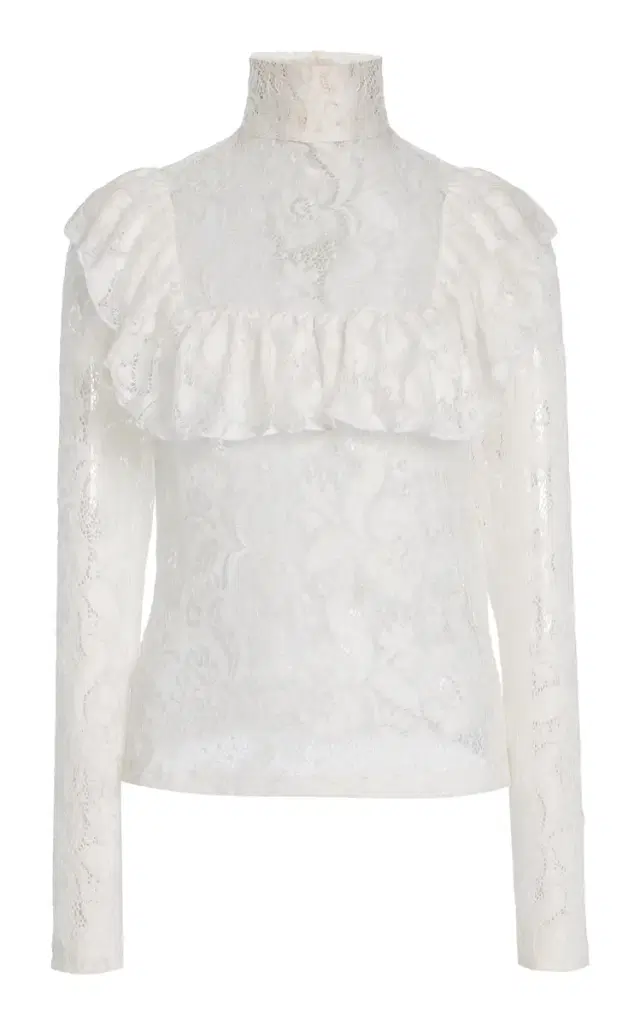 House of Aama High-Neck Floral Lace Top