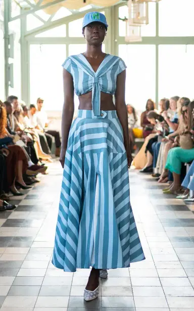 House of Aama Azaka Striped Cotton Midi Skirt | Thumbnail 2