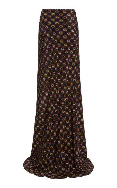 Dries Van Noten Smila Knot-Detailed Silk Crepe De Chine Maxi Skirt | Thumbnail 3