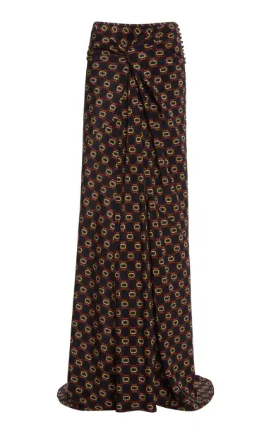Dries Van Noten Smila Knot-Detailed Silk Crepe De Chine Maxi Skirt | Thumbnail 1