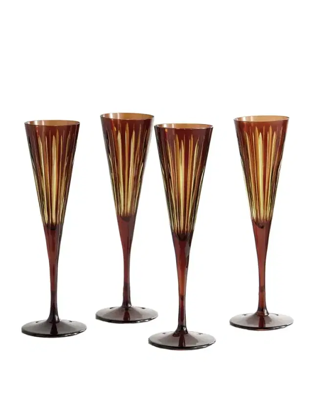L'Objet Prism Set of Four Champagne Flutes - Men