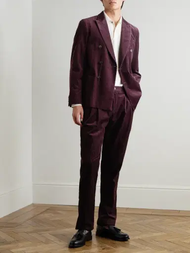 MR P. Slim-Fit Straight-Leg Cotton and Cashmere-Blend Corduroy Tuxedo Trousers - Men | Thumbnail 2