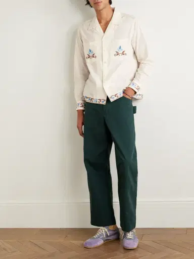 BODE Nouveau Vine Camp-Collar Embroidered Cotton-Poplin Shirt - Men | Thumbnail 2
