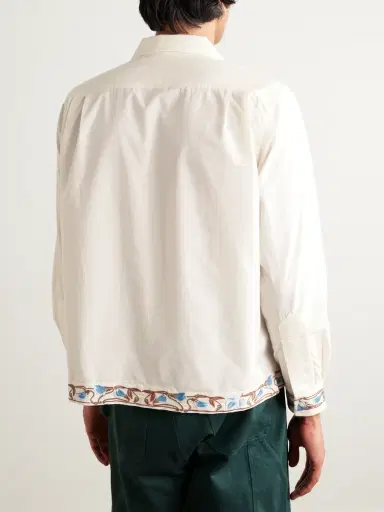 BODE Nouveau Vine Camp-Collar Embroidered Cotton-Poplin Shirt - Men | Thumbnail 3