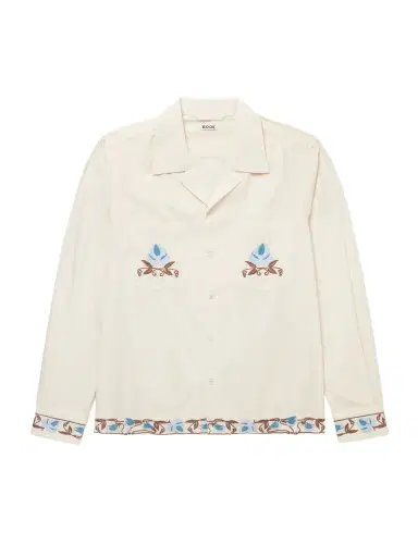 BODE Nouveau Vine Camp-Collar Embroidered Cotton-Poplin Shirt - Men | Thumbnail 1