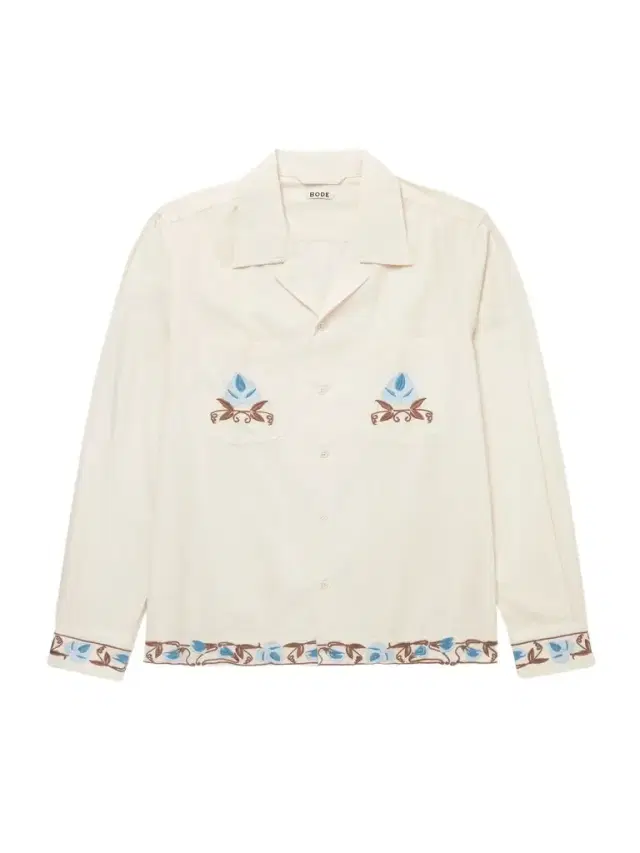 Nouveau Vine Camp-Collar Embroidered Cotton-Poplin Shirt - Men