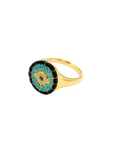 Wish Fine Jewelry 0.55ct Diamond Sapphire Turquoise 14K Gold Eye Ring | Thumbnail 2