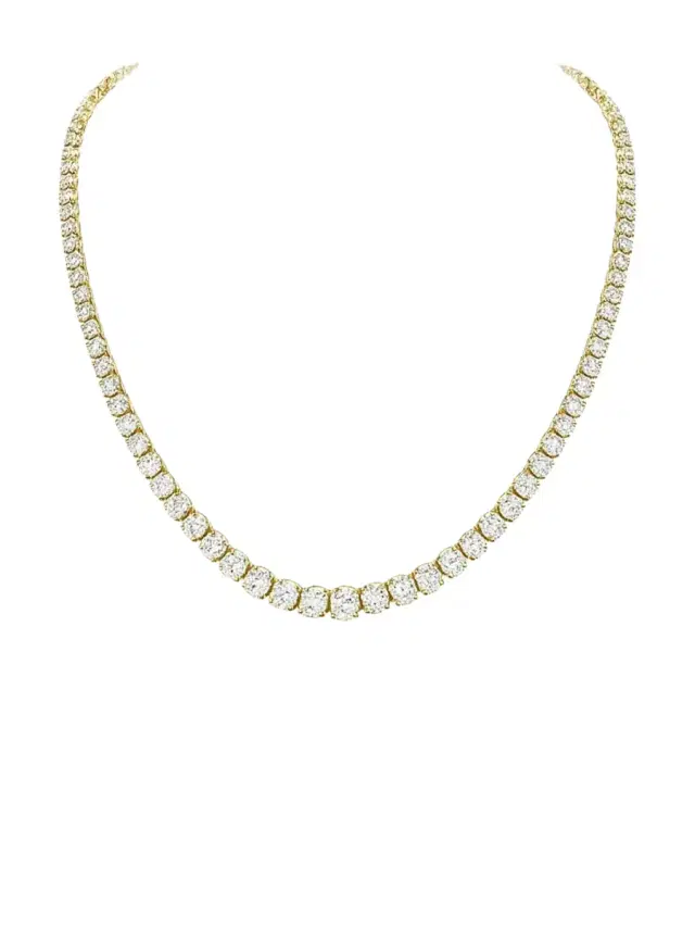 Wish Fine Jewelry 10.00ct Diamond 14K Gold Tennis Necklace