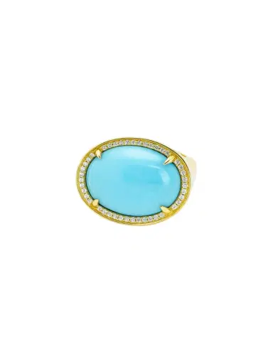 Wish Fine Jewelry 10.47ct Diamond Turquoise 14K Gold Cocktail Ring | Thumbnail 2 Wish Fine Jewelry 10.47ct Diamond Turquoise 14K Gold Cocktail Ring | Thumbnail 2