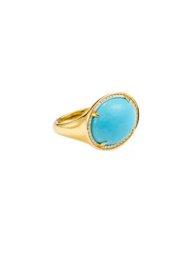 Wish Fine Jewelry 10.47ct Diamond Turquoise 14K Gold Cocktail Ring | Thumbnail 3 Wish Fine Jewelry 10.47ct Diamond Turquoise 14K Gold Cocktail Ring | Thumbnail 3
