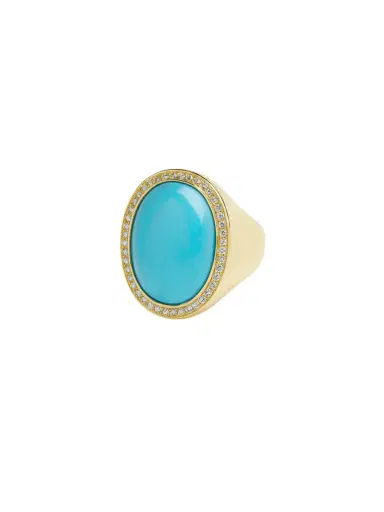 Wish Fine Jewelry 10.47ct Diamond Turquoise 14K Gold Cocktail Ring | Thumbnail 1 Wish Fine Jewelry 10.47ct Diamond Turquoise 14K Gold Cocktail Ring | Thumbnail 1