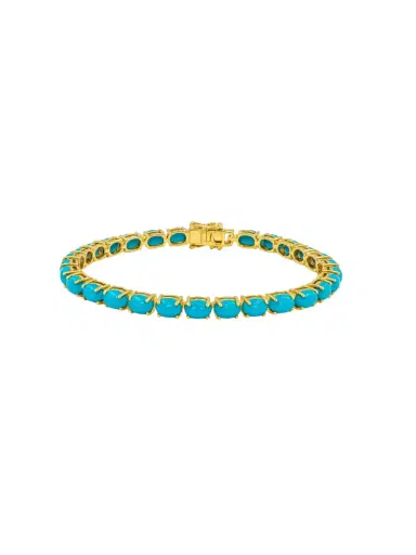 Wish Fine Jewelry 11.00ct Turquoise 14K Gold Tennis Bracelet | Thumbnail 1 Wish Fine Jewelry 11.00ct Turquoise 14K Gold Tennis Bracelet | Thumbnail 1