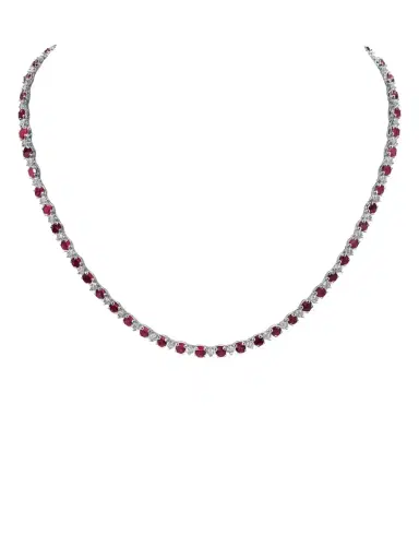 Wish Fine Jewelry 15.92ct Diamond Ruby 18K Gold Tennis Necklace | Thumbnail 1 Wish Fine Jewelry 15.92ct Diamond Ruby 18K Gold Tennis Necklace | Thumbnail 1
