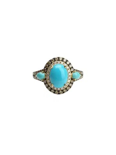 Wish Fine Jewelry 3.78ct Diamond Turquoise 14K Gold Halo Ring | Thumbnail 1 Wish Fine Jewelry 3.78ct Diamond Turquoise 14K Gold Halo Ring | Thumbnail 1
