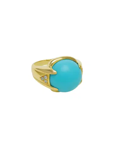 Wish Fine Jewelry 6.77ct Diamond Turquoise 14K Gold Cocktail Ring | Thumbnail 2 Wish Fine Jewelry 6.77ct Diamond Turquoise 14K Gold Cocktail Ring | Thumbnail 2