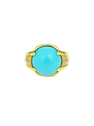 Wish Fine Jewelry 6.77ct Diamond Turquoise 14K Gold Cocktail Ring | Thumbnail 1 Wish Fine Jewelry 6.77ct Diamond Turquoise 14K Gold Cocktail Ring | Thumbnail 1
