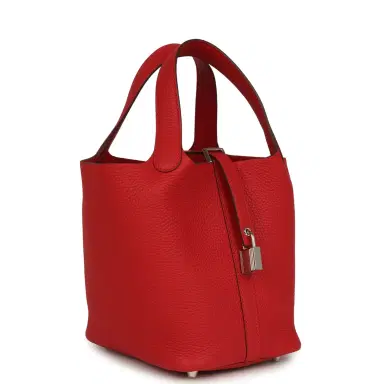HERMÈS Hermes Picotin Lock 18 Vermillion Clemence Palladium Hardware | Thumbnail 2 HERMÈS Hermes Picotin Lock 18 Vermillion Clemence Palladium Hardware | Thumbnail 2