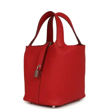 HERMÈS Hermes Picotin Lock 18 Vermillion Clemence Palladium Hardware | Thumbnail 3 HERMÈS Hermes Picotin Lock 18 Vermillion Clemence Palladium Hardware | Thumbnail 3
