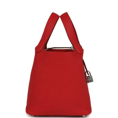 HERMÈS Hermes Picotin Lock 18 Vermillion Clemence Palladium Hardware | Thumbnail 4 HERMÈS Hermes Picotin Lock 18 Vermillion Clemence Palladium Hardware | Thumbnail 4