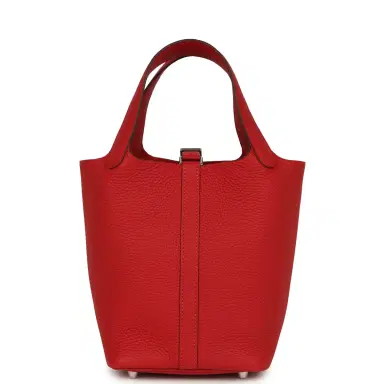 HERMÈS Hermes Picotin Lock 18 Vermillion Clemence Palladium Hardware | Thumbnail 5 HERMÈS Hermes Picotin Lock 18 Vermillion Clemence Palladium Hardware | Thumbnail 5