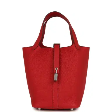 HERMÈS Hermes Picotin Lock 18 Vermillion Clemence Palladium Hardware | Thumbnail 1 HERMÈS Hermes Picotin Lock 18 Vermillion Clemence Palladium Hardware | Thumbnail 1