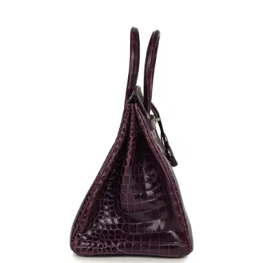 HERMÈS Pre-owned Hermes Birkin 35 Amethyst Shiny Porosus Crocodile Palladium Hardware | Thumbnail 4