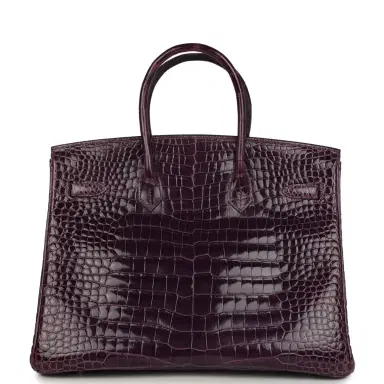 HERMÈS Pre-owned Hermes Birkin 35 Amethyst Shiny Porosus Crocodile Palladium Hardware | Thumbnail 5