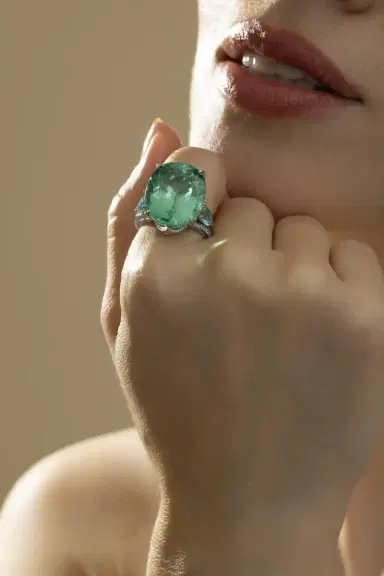 CICADA Aquamarine Tourmaline Diamond Ring | Thumbnail 4
