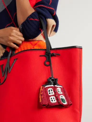 JW Anderson House Cardigan Crocheted Cotton And Leather Bag Charm | Thumbnail 2