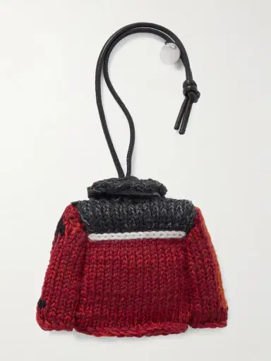 JW Anderson House Cardigan Crocheted Cotton And Leather Bag Charm | Thumbnail 3