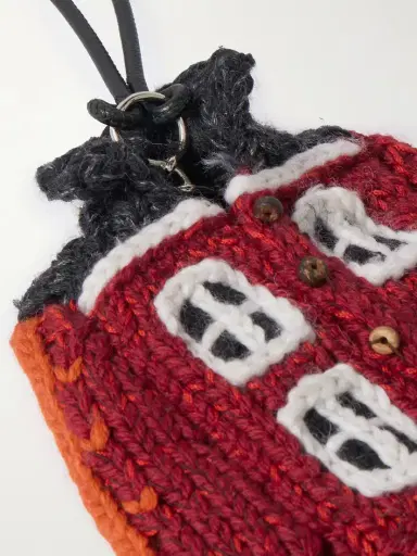 JW Anderson House Cardigan Crocheted Cotton And Leather Bag Charm | Thumbnail 4