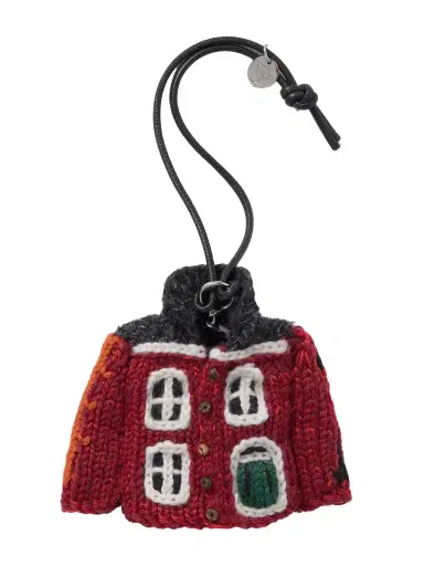 JW Anderson House Cardigan Crocheted Cotton And Leather Bag Charm | Thumbnail 1