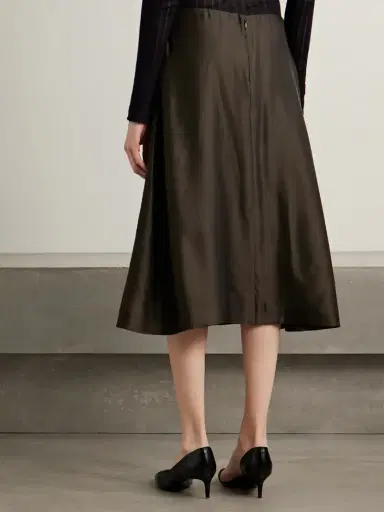 Khaite Nania Satin-twill Midi Skirt | Thumbnail 4