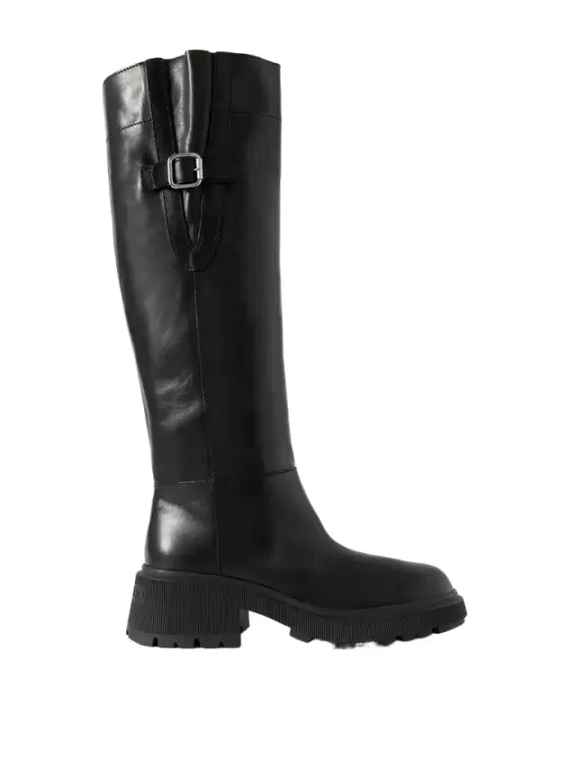 Tasmin 70 Buckled Glossed-leather Knee Boots