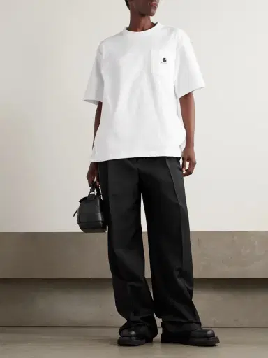 Sacai + Carhartt Wip Appliquéd Canvas-trimmed Cotton-jersey T-shirt | Thumbnail 2