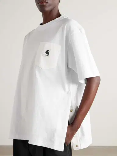 Sacai + Carhartt Wip Appliquéd Canvas-trimmed Cotton-jersey T-shirt | Thumbnail 3