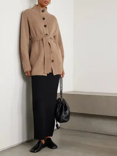 Le Kasha Cotai Belted Ribbed Organic Cashmere Cardigan | Thumbnail 2