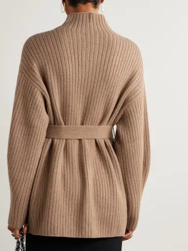 Le Kasha Cotai Belted Ribbed Organic Cashmere Cardigan | Thumbnail 3