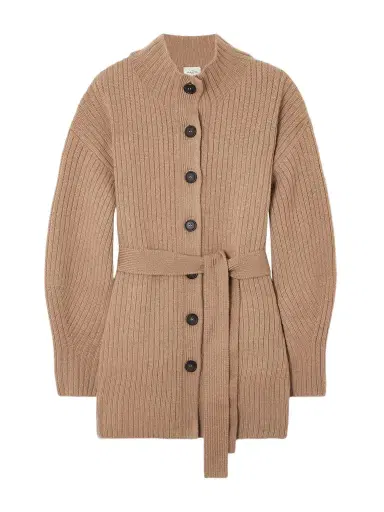Le Kasha Cotai Belted Ribbed Organic Cashmere Cardigan | Thumbnail 1